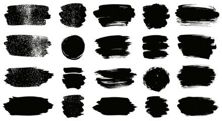 brush stroke set collection of black paint strokes and shapes grunge design elements for creating unique and textured designs backgrounds and templates