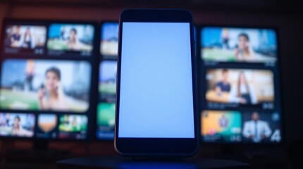 Showcase your app on a sleek smartphone with a vibrant screen displaying streaming content, perfect for tech reviews and mobile marketing campaigns