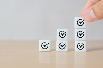 Checklist concept on white dice