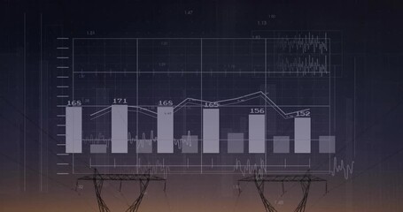 Chart appearing causing axes fading labels rising line drawing pylons rising for dusk data view - Powered by Adobe