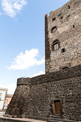 Architectural Sights of The Norman Castle (Castello Normanno) in Adrano, Sicily, Italy.