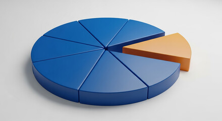 Pie chart showing one orange slice standing out