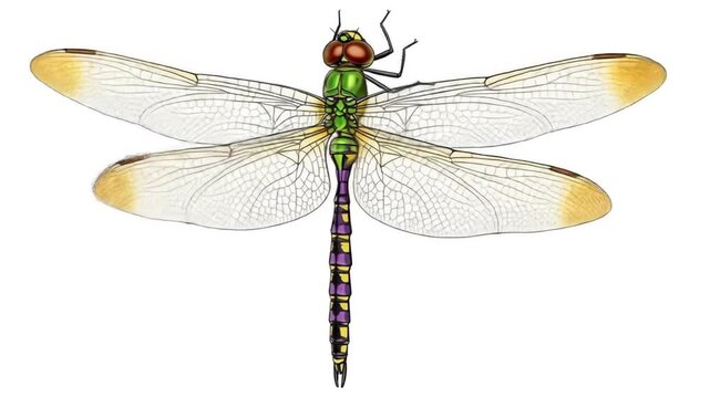 Animated Video of Dragonflies Flying Together on a White Background, Stock Footage