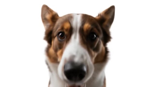 Funny corgi dog jumping and running with tongue out on white background compilation