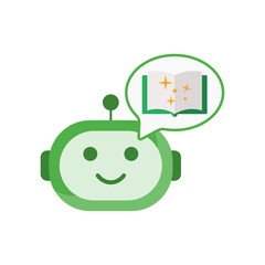 Learning assistant icon featuring an ai with open book and spark effect. Ideal for educational technology, e learning platforms, and smart tutoring assistant visuals.