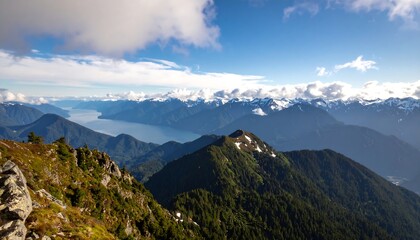 Obraz premium Mountain vista overlooking a valley