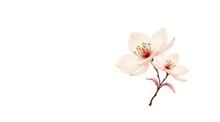 Fototapeta premium Minimalist Japanese-style illustration of flor de cerezo blossoms