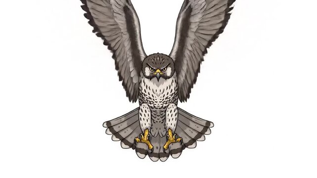Animated Falcon Sequence: Flying Cycle Loop, Detailed Bird Illustration for Animation projects