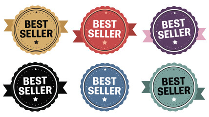 Obraz premium Set of Six Vintage Style Best Seller Badges for Promotions