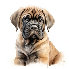 Obraz premium Adorable boerboel puppy portrait in watercolor style