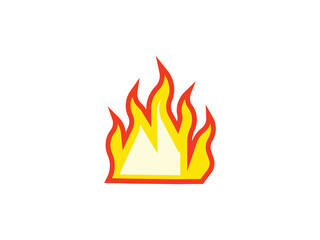 Fire flame icon. Isolated bonfire sign, emoticon flame symbol isolated on white, fire emoji and logo vector illustration