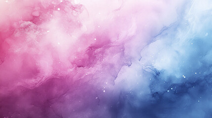 Fototapeta premium Dreamy watercolor background blending soft pink and blue shades with delicate white speckles, creating serene and ethereal atmosphere perfect for artistic and creative projects