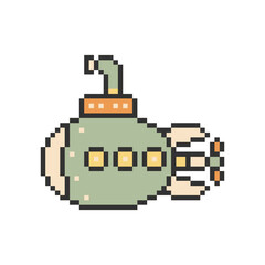 submarine ship sea pixel art © Helixter
