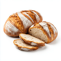 Freshly Baked Artisanal Sourdough Bread Isolated on White
