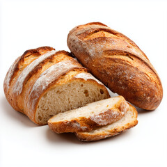 Freshly Baked Artisanal Sourdough Bread Isolated on White