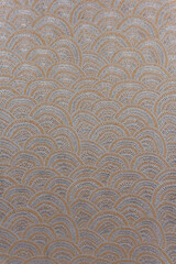 Gray-violet brocade fabric texture with wave pattern and metallic pink lurex, textile collection