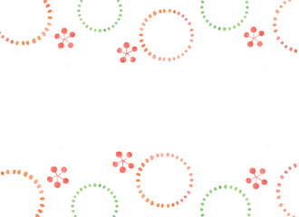 Yellow-green and pink sashiko-style circle and flower background frame