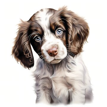 Adorable springer spaniel puppy with big blue eyes