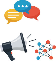 Digital communication and networked information dissemination via megaphone concept