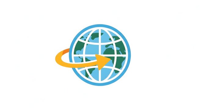Go to web symbol with a globe and an arrow in a flat design style. A vector icon representing internet browsing, global connection, and worldwide communication