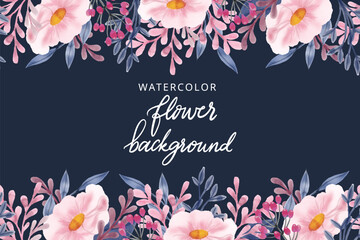 Watercolor background with lovely flowers