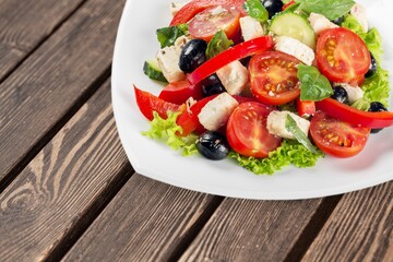 Fresh delicious salad with fresh vegetables