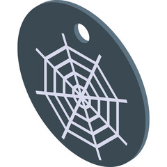 Dark Gray Circular Tag With Light Purple Spider Web Design And A Small Hole At The Top Isolated On A Transparent Background