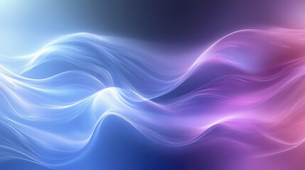 Fototapeta premium Abstract tech inspired background with glowing blue and purple waves flowing smoothly, creating dynamic and futuristic digital atmosphere with soft light effects