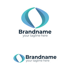 Modern Abstract Dynamic Eye Shape Logo Design Template Featuring Interconnected Curves in Teal and Blue Gradients for Technology Business Identity Branding