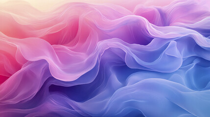 Obraz premium Soft flowing fabric with blue purple pink gradient, delicate translucent texture creating dreamy and elegant atmosphere with smooth waves and gentle light