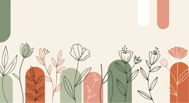 Botanical floral illustration seamless pattern.