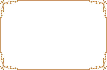 Elements of ornate vintage frames. Border gold isolated  classic swirls, floral motifs. Design print for greeting cards, wedding invitations, restaurant menu, royal certificates. Set 1227
