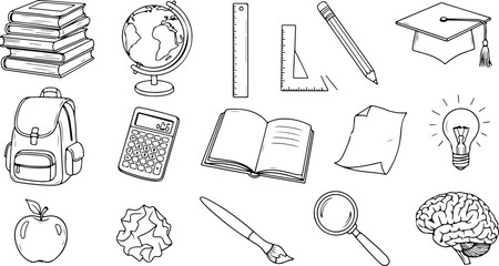 Inspiring learning tools and school supplies vector art for educational projects creates a classic study vibe for students and teachers alike