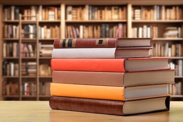 Many reading books at school modern library background