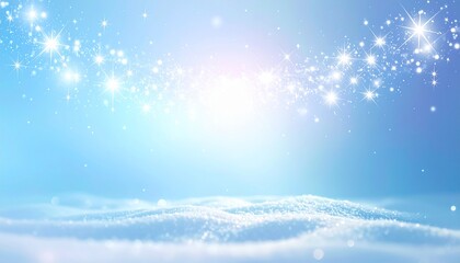 Naklejka premium Winter wonderland background with sparkling snow, bright blue sky, and magical glitter effect for Christmas and New Year celebrations