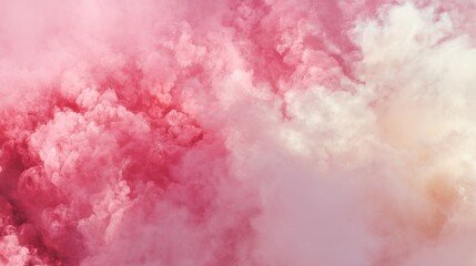 Fototapeta premium Pink and white clouds in the sky, with a gradient effect from pink to white, creating a soft and dreamy atmosphere.