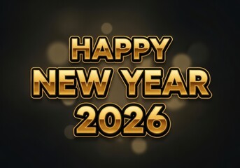 Obraz premium Golden happy new year 2026 greeting with festive bokeh lights