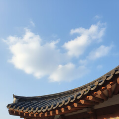 푸른하늘 배경 기와지붕