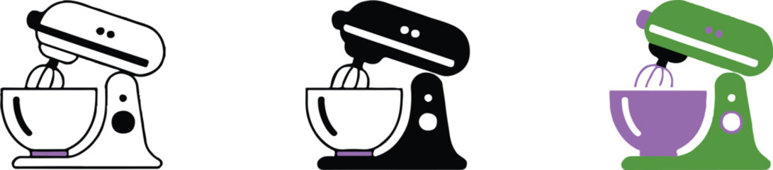 kitchen appliance vector pack three stand mixer designs retro modern cute scalable ai eps png jpeg