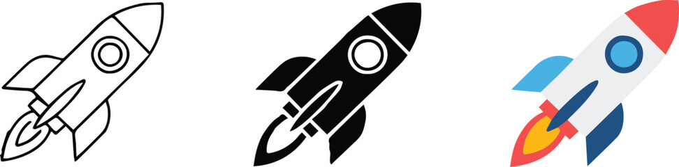 rocket icon vector ai eps jpeg png outline silhouette solid and full color rocket illustrations for print © AIcon Star