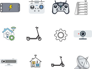 Comprehensive Set of Technology, Computing, and Digital Icons for Modern Devices