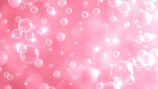분홍색 버블이 떠다니는 몽환적 판타지배경이미지A dreamy fantasy background image of a pink bubble floating around