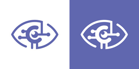 Obraz premium A modern logo combining an eye and circuit lines, symbolizing vision, technology, and digital innovation.