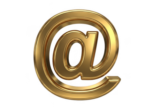 Shiny golden at symbol isolated on transparent background