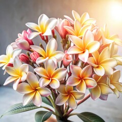 Fototapeta premium Soft watercolor painting of a lush bouquet of delicate plumeria flowers