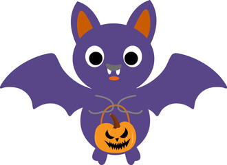 Cute cartoon bat,  Halloween icon 