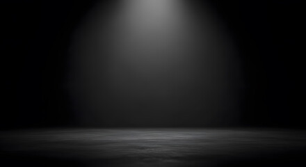 Dark studio Product Background with spotlight and concrete floor black
