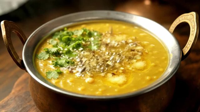authentic indian yellow lentil dal tadka ghee