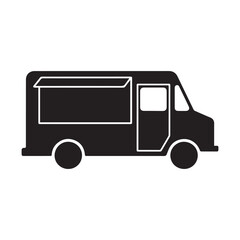 Food truck silhouette on white background. 