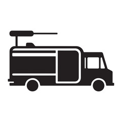 Food truck silhouette on white background. 